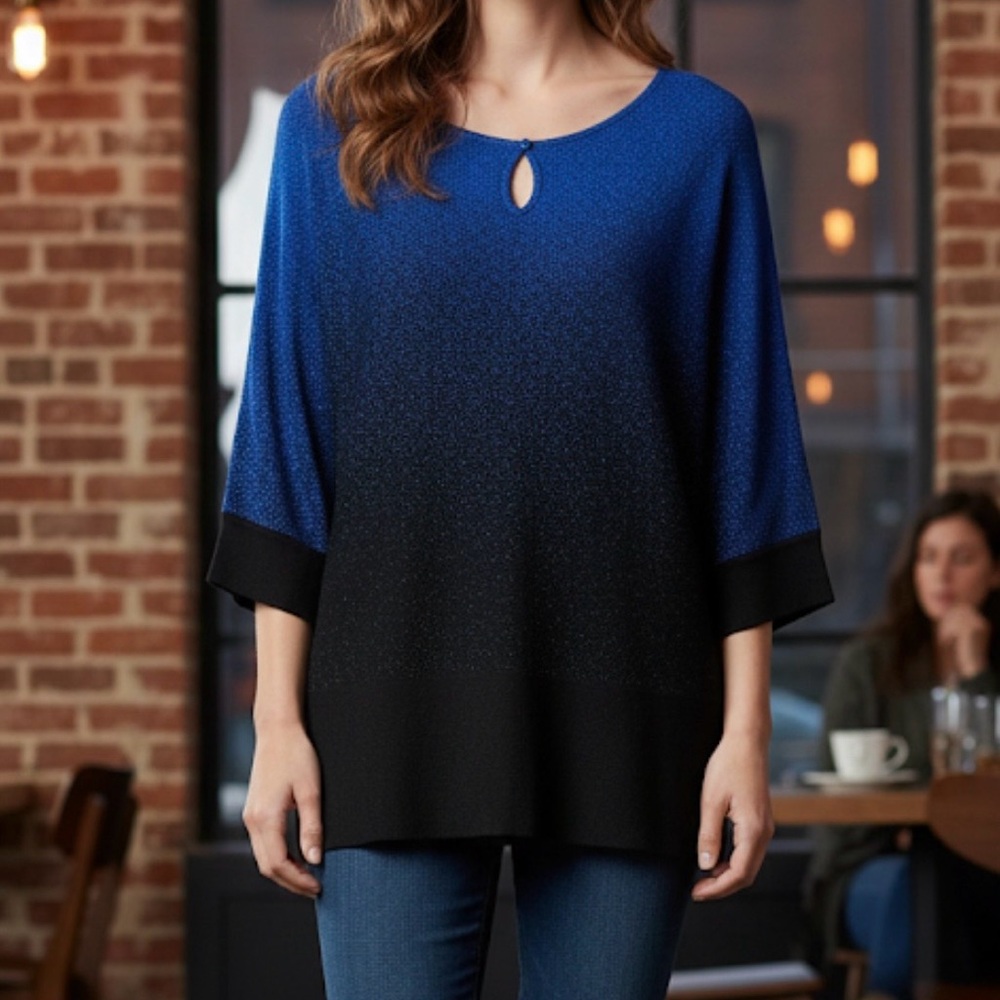 NOTATIONS Ombre Sweater Women’s M Blue Black